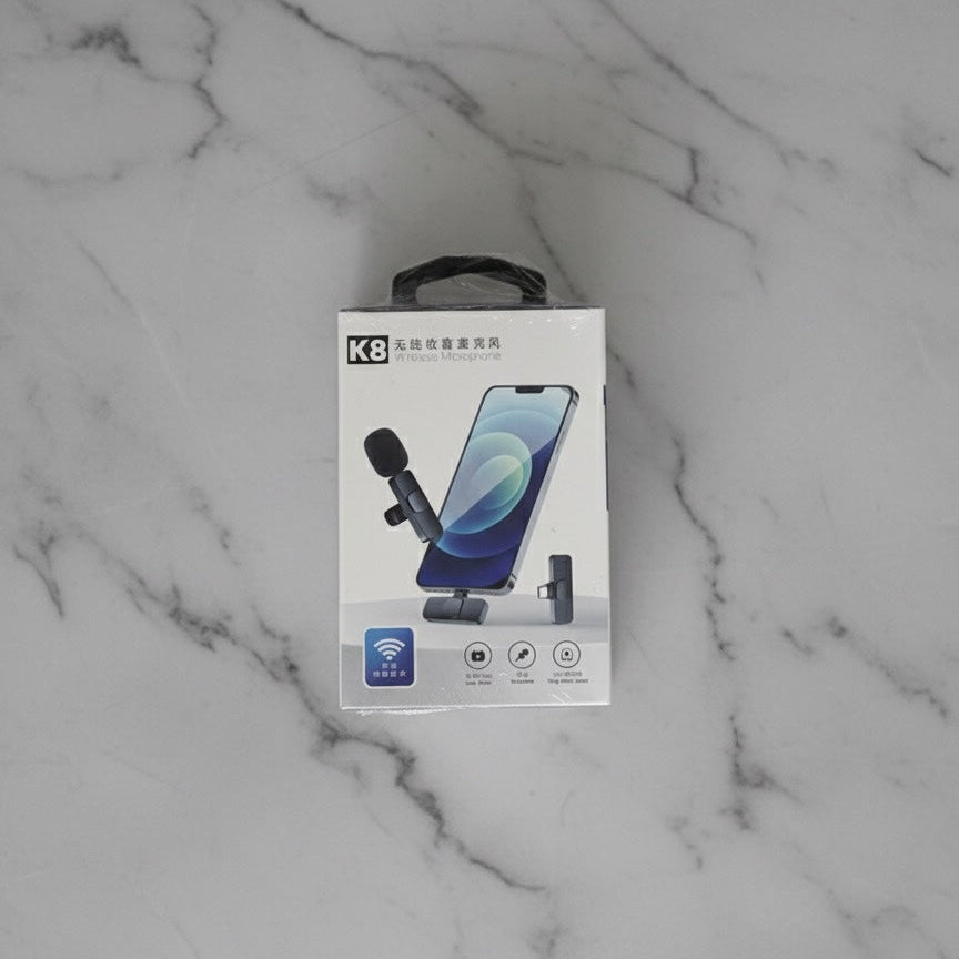 K8 Single Wireless Microphone – Clear Sound, Noise Cancellation, Plug & Play for Vlogging & Interviews