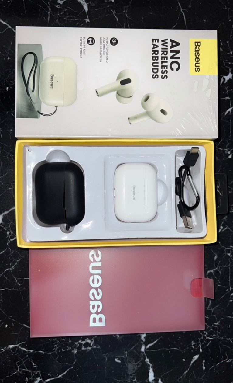 Baseus ANC Wireless Earbuds (with Pouch) – Active Noise Cancellation, Deep Bass, Long Battery Life