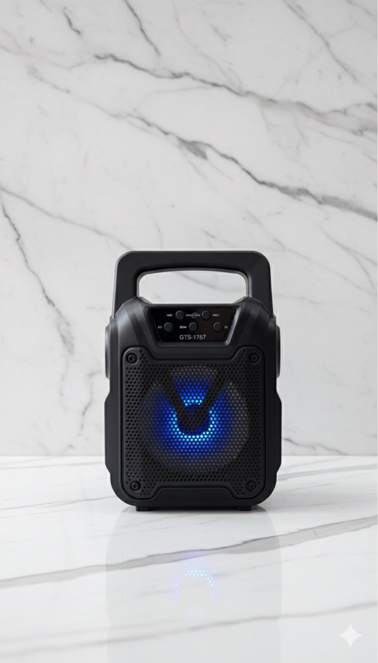 GTS 1767 Wireless Bluetooth Speaker with Dual Solar Panels – Deep Bass, LED Lights,