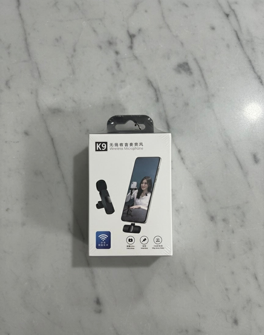 K9 Single Wireless Microphone – With Type C And iPhone Receiver Clear Sound, Noise Cancellation, Plug & Play