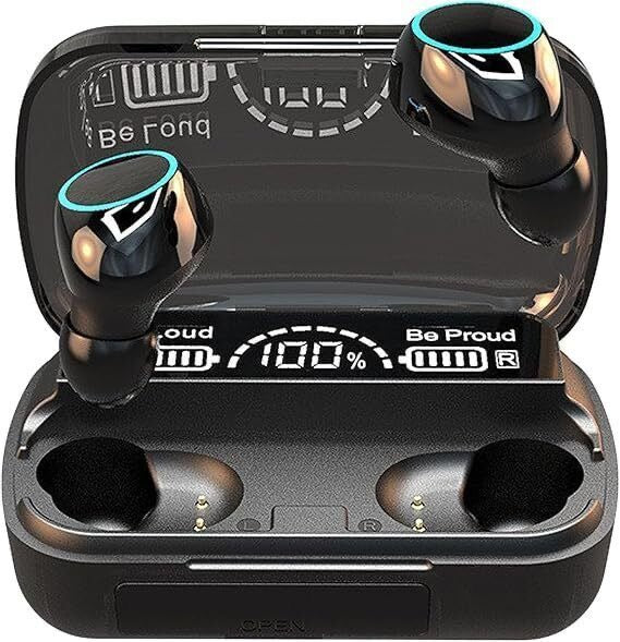 M10 Wireless Earbuds with USB Charging Port – Power Display, Deep Bass, Long Playtime