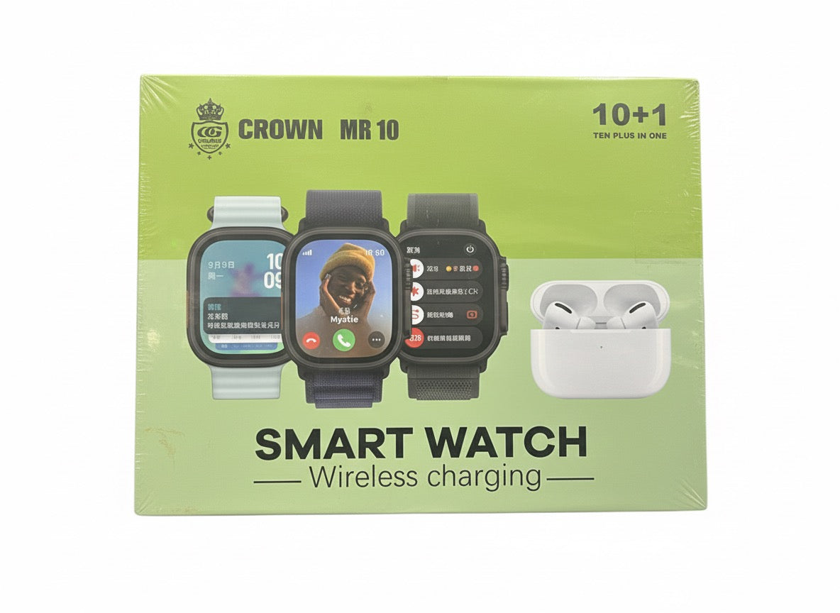 CROWN MR10 10+1 Smartwatch – Bluetooth Calling, Wireless Charging, Fitness Tracker