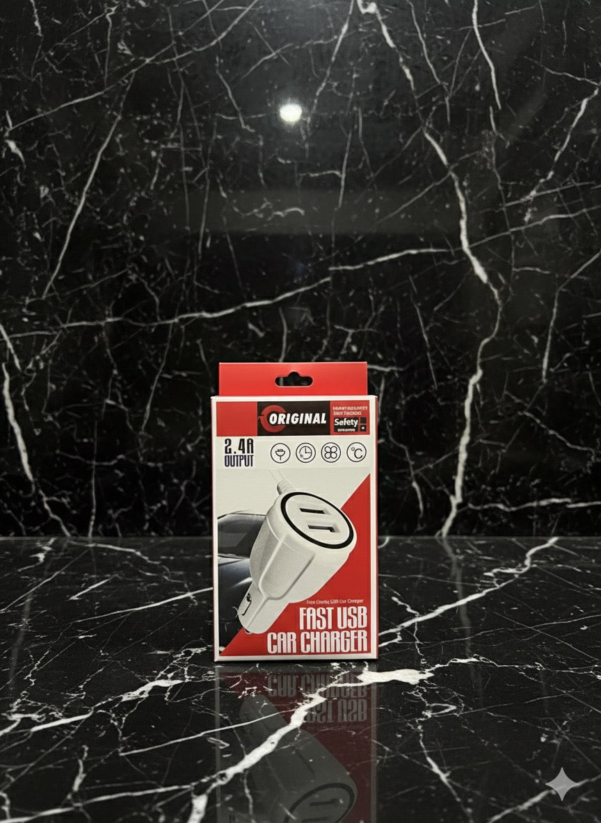 2.4A Dual USB Fast Car Charger Adapter – High-Speed Compact Vehicle Charger for iPhone, Samsung