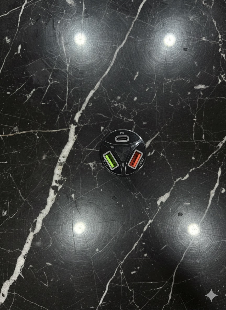 55W 3-in-1 Fast USB + PD Car Charger – Triple Port 3.1A High-Speed Vehicle Adapter For iPhone Samsung and more