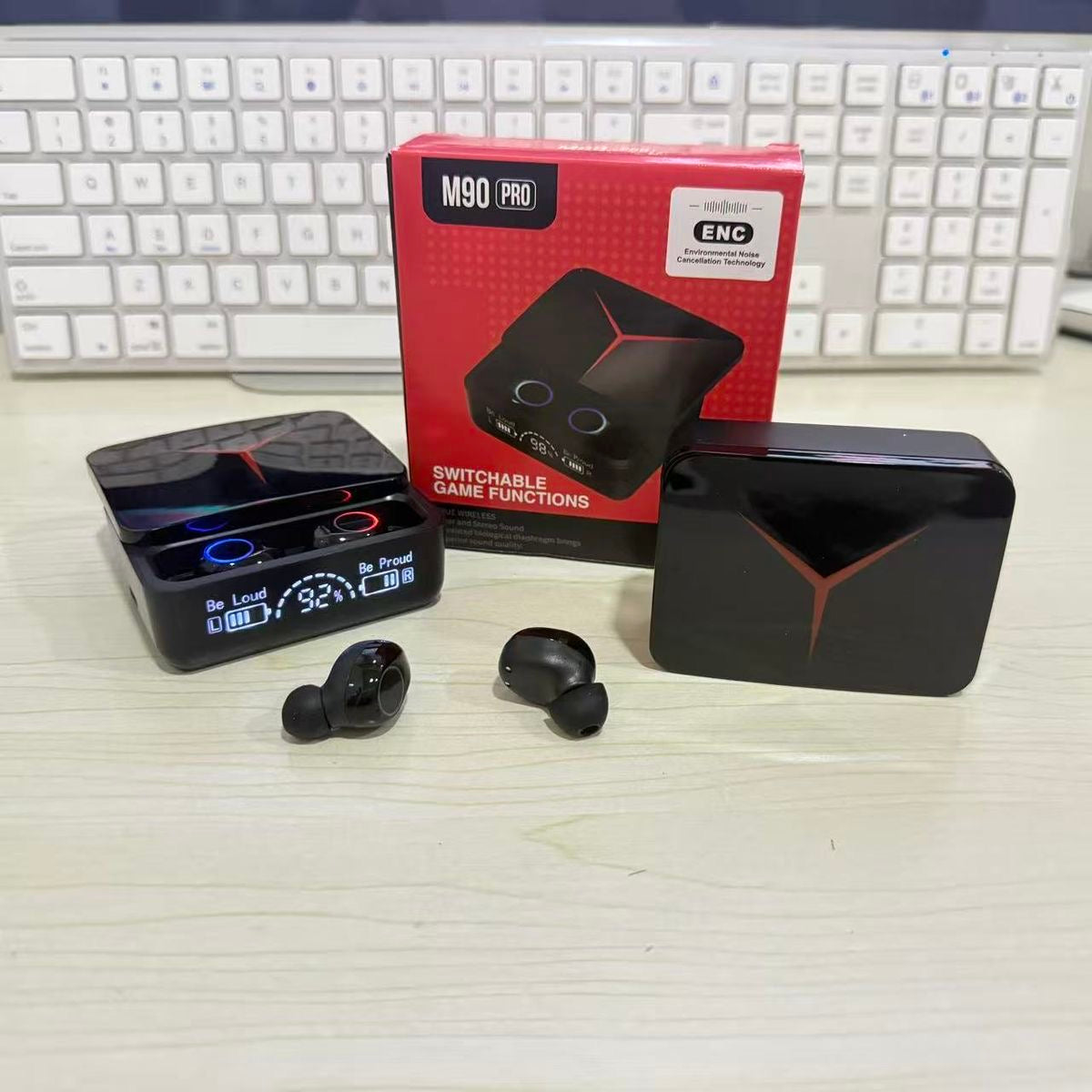 M90 Wireless Earbuds with Power Display – Hi-Fi Sound, Touch Control, Long Battery Life