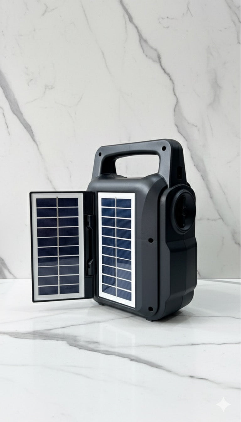 GTS 1767 Wireless Bluetooth Speaker with Dual Solar Panels – Deep Bass, LED Lights,