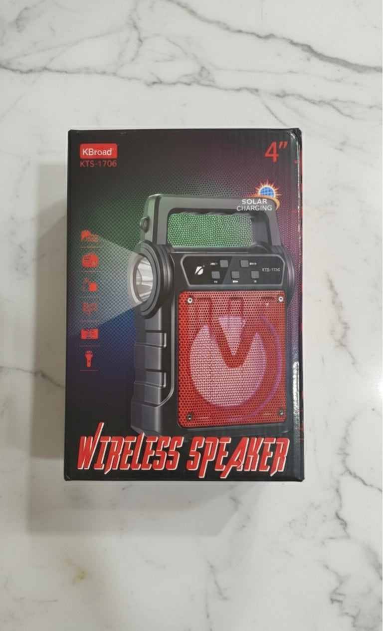 GTS 1706 Wireless Bluetooth Speaker with Solar Panel – Powerful Sound, LED Lights System