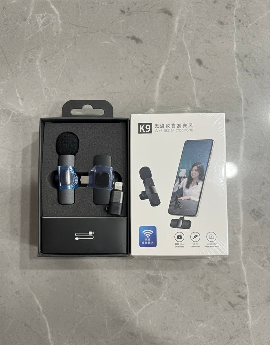 K9 Single Wireless Microphone – With Type C And iPhone Receiver Clear Sound, Noise Cancellation, Plug & Play