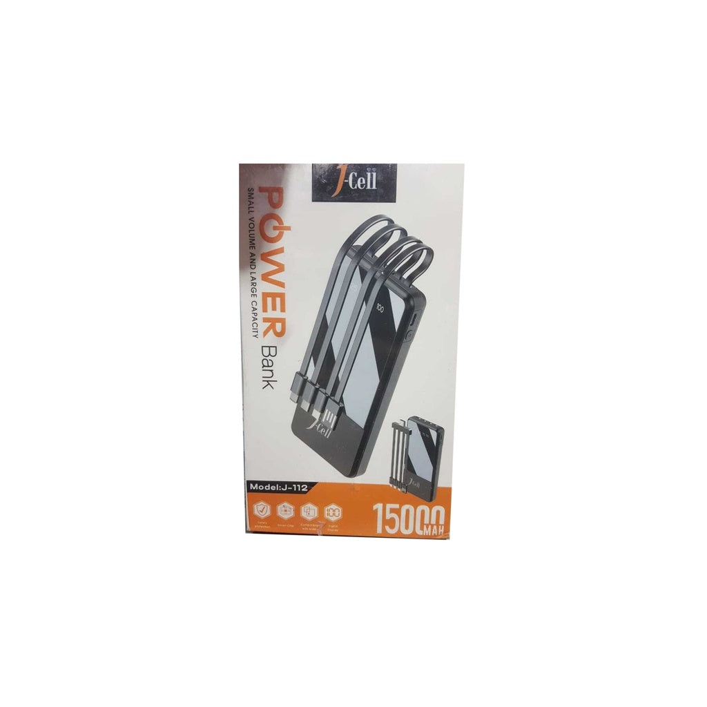 Jcell 15000mAh Solar Power Bank – Portable Fast Charging with Dual USB Output