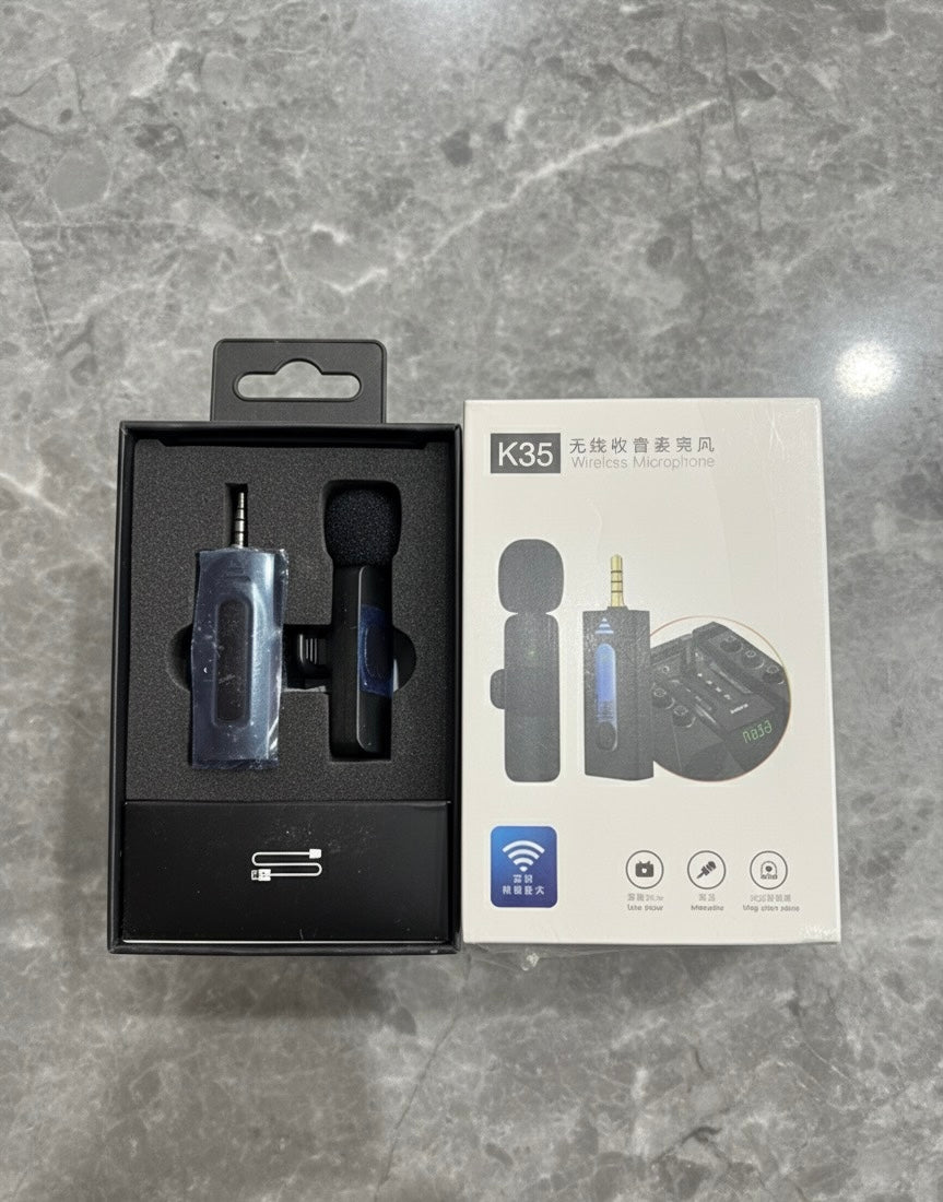 K35 Single Wireless Microphone – Clear Sound, Noise Reduction, Plug & Play for Recording & Streaming